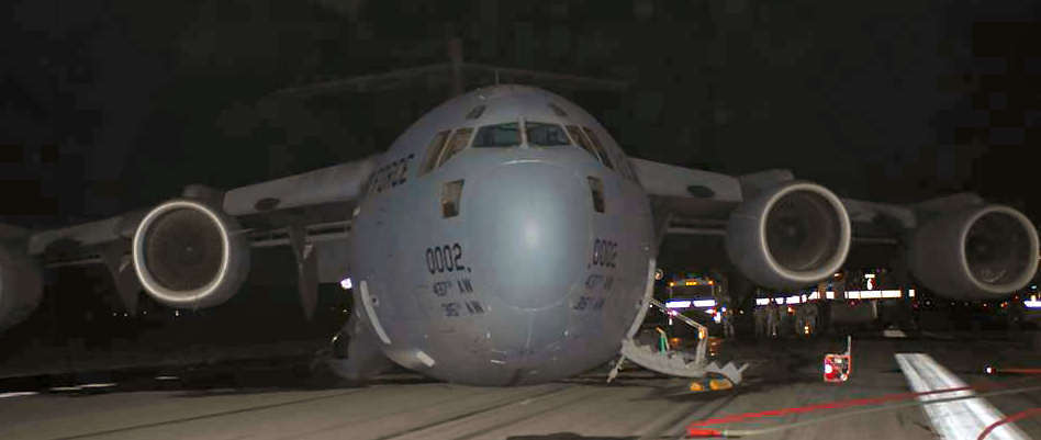 C17 belly landing