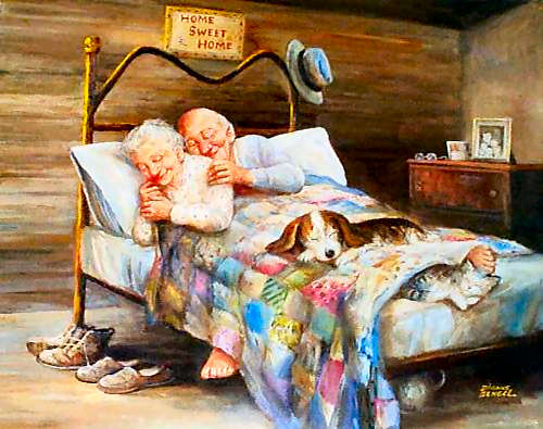 Old couple in bed