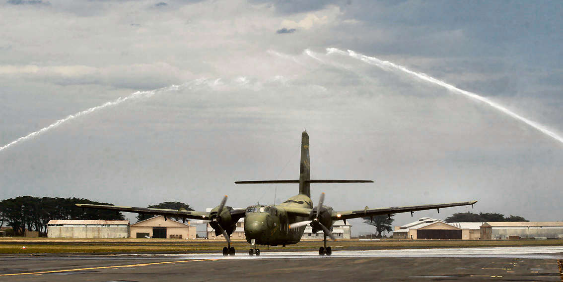 A4-152 taxying through a water bath at Point Cook