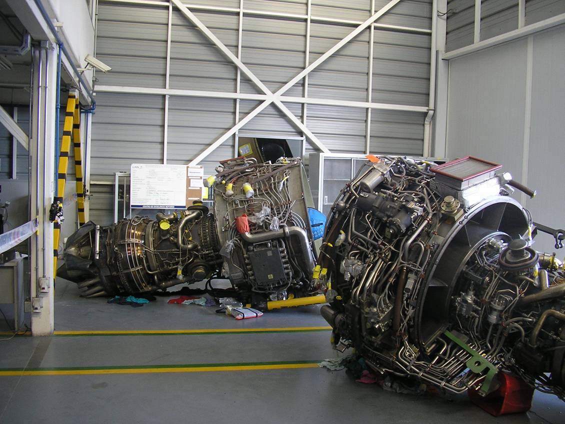 Damaged aircraft engine