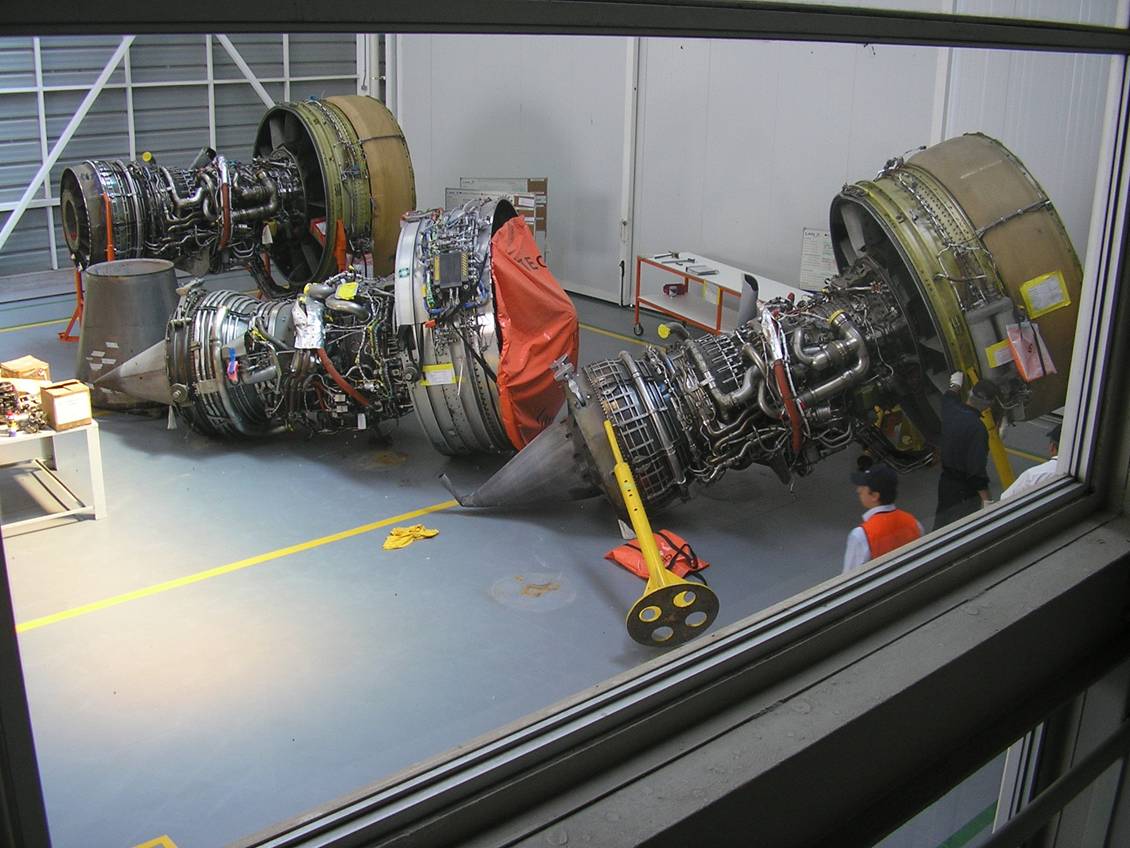 Damaged aircraft engine