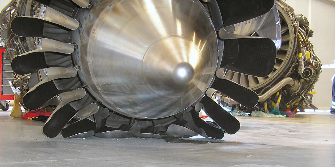 Damaged aircraft engine